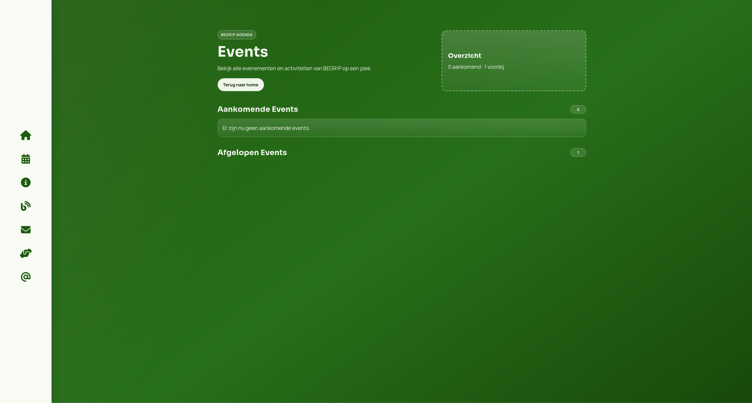 Evenementenoverzicht op de BEGR!P-website